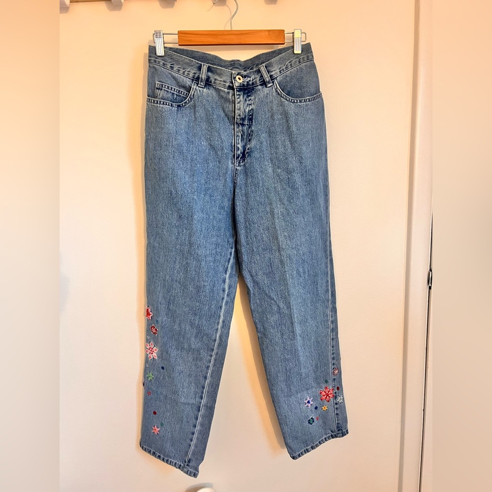 David Brooks Floral Jeans Size 8